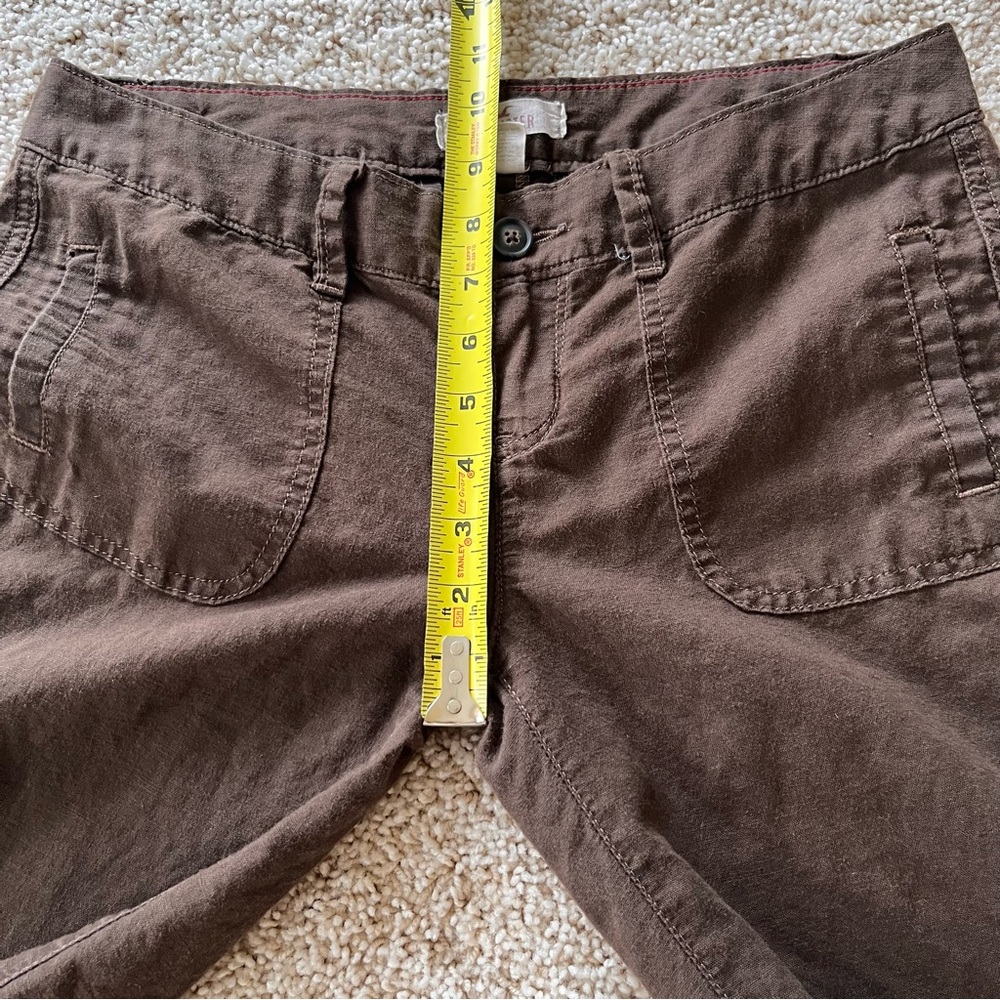 Vintage Y2K Hollister Linen Cargo Capri Pants XS Brown Low Rise Preppy - Picture 8 of 11